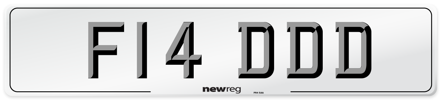 F14 DDD Number Plate from New Reg